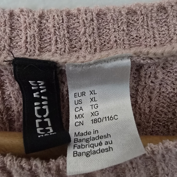 Divided by H M Women Rib Knit Sweater Dusty Pink Cropped Flared Sleeve XL - Picture 2 of 10